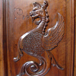 PAIR Antique Victorian 28x22" Carved Wood Architectural Furniture Door Panels, Winged Griffin Figures