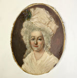 Antique 19th c. Grand Tour Souvenir Portrait Miniature, Signed, of Marie-Antoinette