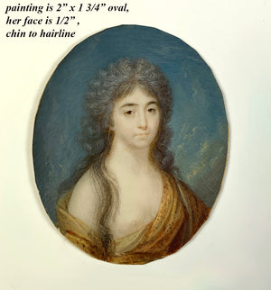 Antique c.1700s French, or Russian Portrait Miniature of a Beautiful Bare Breasted Woman, "Naughty"