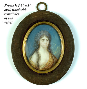 Antique c.1700s French, or Russian Portrait Miniature of a Beautiful Bare Breasted Woman, "Naughty"