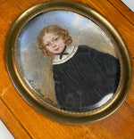 Antique French Portrait Miniature of a Child, a Red Headed Pretty Girl, Artist Signed, Dated 1839