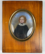 Antique French Portrait Miniature of a Child, a Red Headed Pretty Girl, Artist Signed, Dated 1839