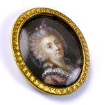 Antique c.1740-60s French Portrait Miniature of a Noblewoman or Royal in Frame