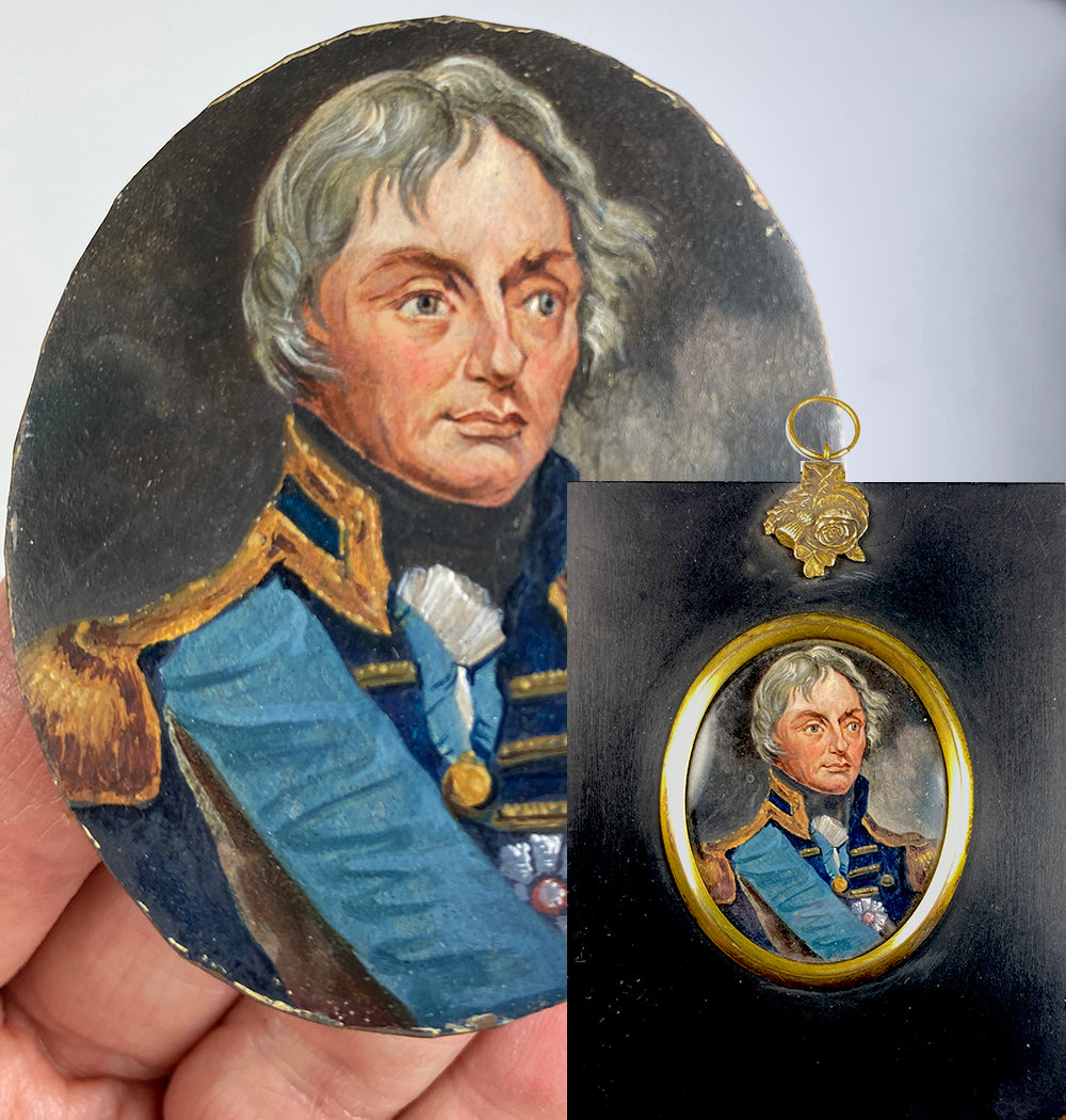 Antique English Portrait Miniature, Oil on Copper, Admiral Horatio Lord Nelson (1758 - 1805)
