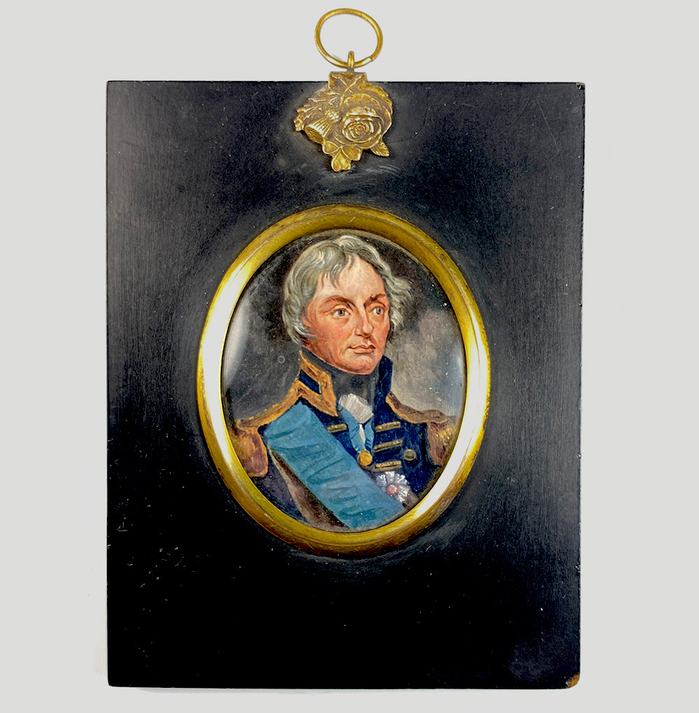 Antique English Portrait Miniature, Oil on Copper, Admiral Horatio Lord Nelson (1758 - 1805)