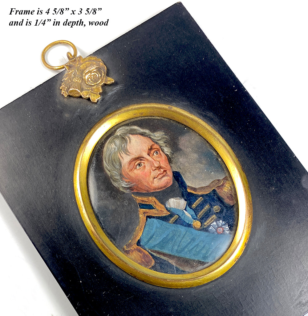 Antique English Portrait Miniature, Oil on Copper, Admiral Horatio Lord Nelson (1758 - 1805)