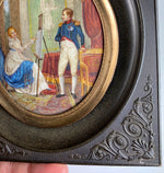 Antique French Grand Tour Souvenir Miniature Portrait, Napoleon and Marie-Louise, Interior, Gutta Percha Frame