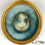 Antique c.1740-50s HP Portrait Miniature of a Beautiful Woman, Ukraine Estate, Ottoman Empire