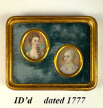 Antique ID'd, Dated 1777 Portrait Miniature PAIR, Man and Woman, Ukraine Estate
