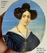 Antique HP Portrait Miniature, Beautiful Woman, Signed by Artist, Dated 1839, Ukraine Estate