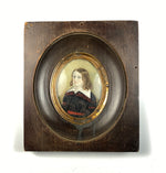 Antique French Portrait Miniature of a Child, Young Boy c. 1790-1820, in Wood Frame