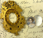 Elegant Antique French Portrait Miniature of a Child, a Girl of 7-8 Years, Elaborate Dore Bronze Frame