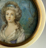 Antique French Grand Tour Souvenir Snuff or Patch Box, Portrait Miniature of Marie-Antoinette, Signed