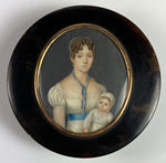 Superb RARE French Empire Portrait Miniature Snuff Box, Mother and Baby, Child c.1810