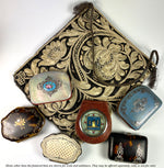 Superb c.1770-1810 French Coin Purse with Gold Wire and Hand Painted Inset, Rare!