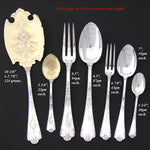 Exquisite Antique French PUIFORCAT Sterling Silver 109pc Gothic Style Flatware Set, a 6pc Setting for 18!