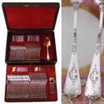 Exquisite Antique French PUIFORCAT Sterling Silver 109pc Gothic Style Flatware Set, a 6pc Setting for 18!