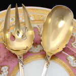 Antique French PUIFORCAT 18k Gold on Sterling Silver "Vermeil" 10.25" Salad Serving Pair