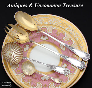 Antique French PUIFORCAT 18k Gold on Sterling Silver "Vermeil" 10.25" Salad Serving Pair