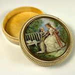 Antique French Snuff Box, Ivory, French Romanticism Era Couple, c.1750-1800