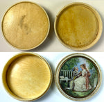 Antique French Snuff Box, Ivory, French Romanticism Era Couple, c.1750-1800