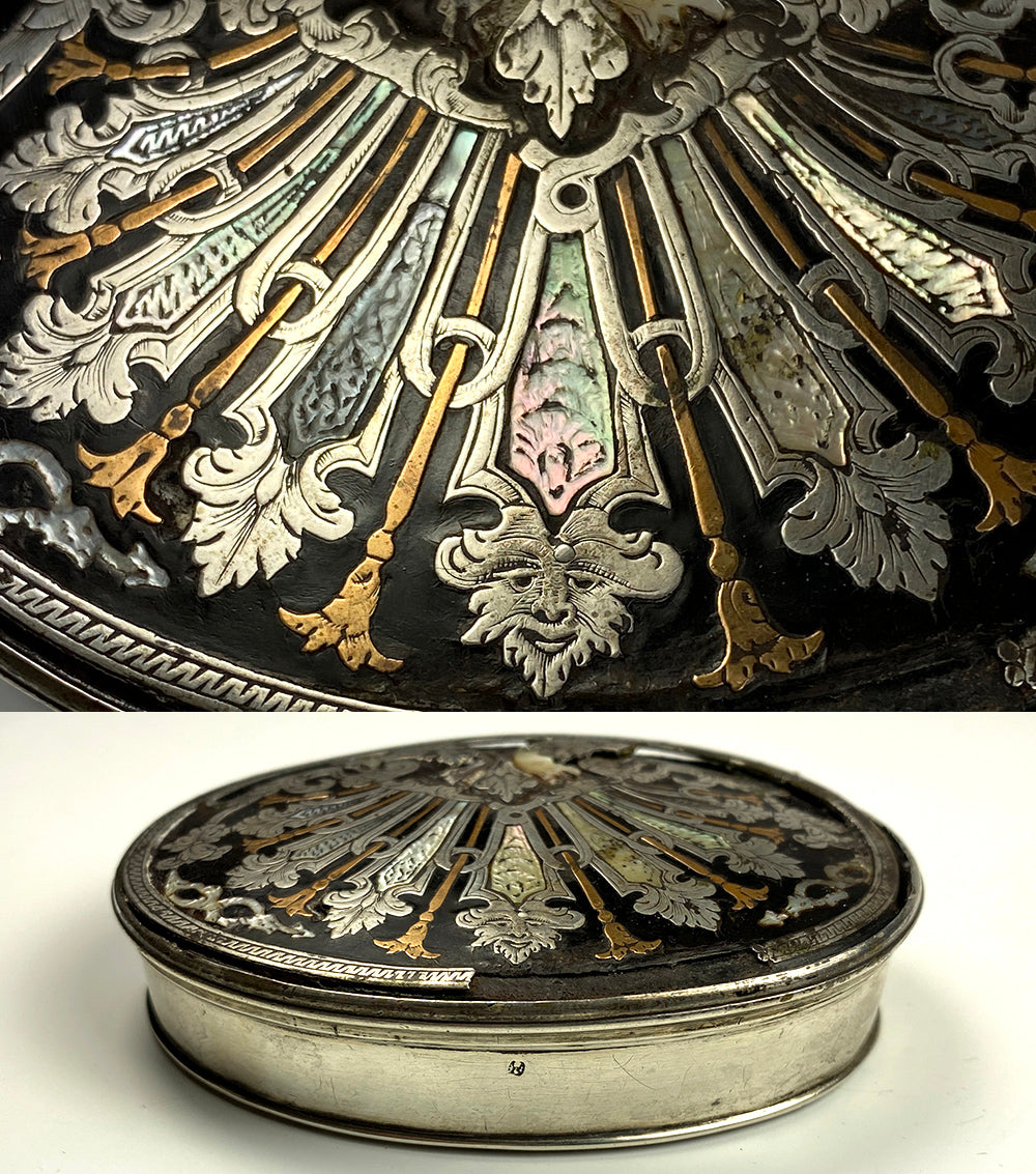 Tortoise Shell Snuff Box Antique c.1700s Opulent 18k, Silver, Tortoise Shell Snuff Box, Mascaro ...