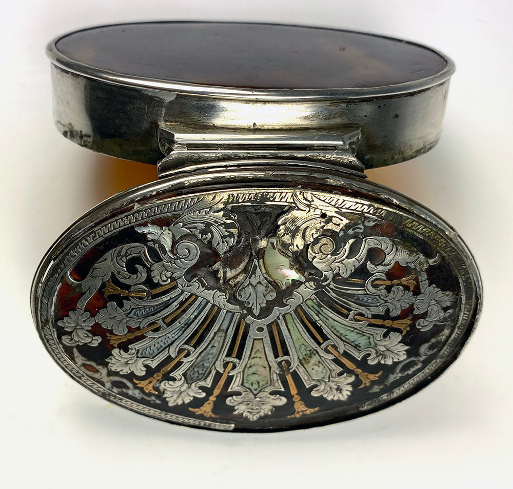 Tortoise Shell Snuff Box Antique c.1700s Opulent 18k, Silver, Tortoise Shell Snuff Box, Mascaro ...