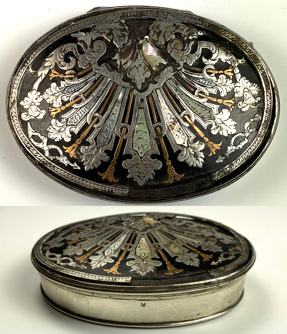 Tortoise Shell Snuff Box Antique c.1700s Opulent 18k, Silver, Tortoise Shell Snuff Box, Mascaro ...