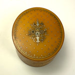 Antique French Blond Tortoise Shell Snuff Box, Patch Box, Gold Silver Pique