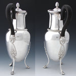 Antique French 1819-1838 Hallmarked Sterling Silver 24oz Tea or Coffee Pot, Horses, Figural Bust, Amphora Shape