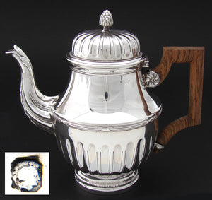 Antique French Sterling Silver "Bachelor" or "Solitaire" Sized Tea or Coffee Pot, Classical or Empire Style