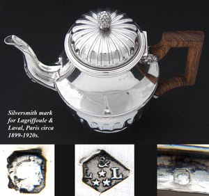 Antique French Sterling Silver "Bachelor" or "Solitaire" Sized Tea or Coffee Pot, Classical or Empire Style