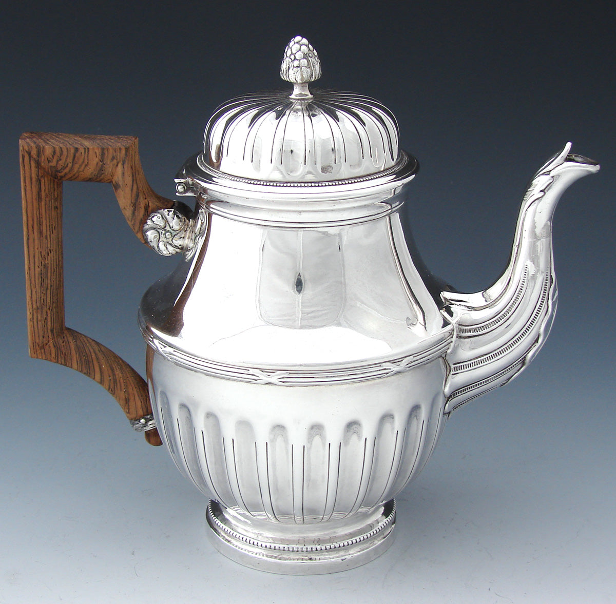 Antique French Sterling Silver "Bachelor" or "Solitaire" Sized Tea or Coffee Pot, Classical or Empire Style