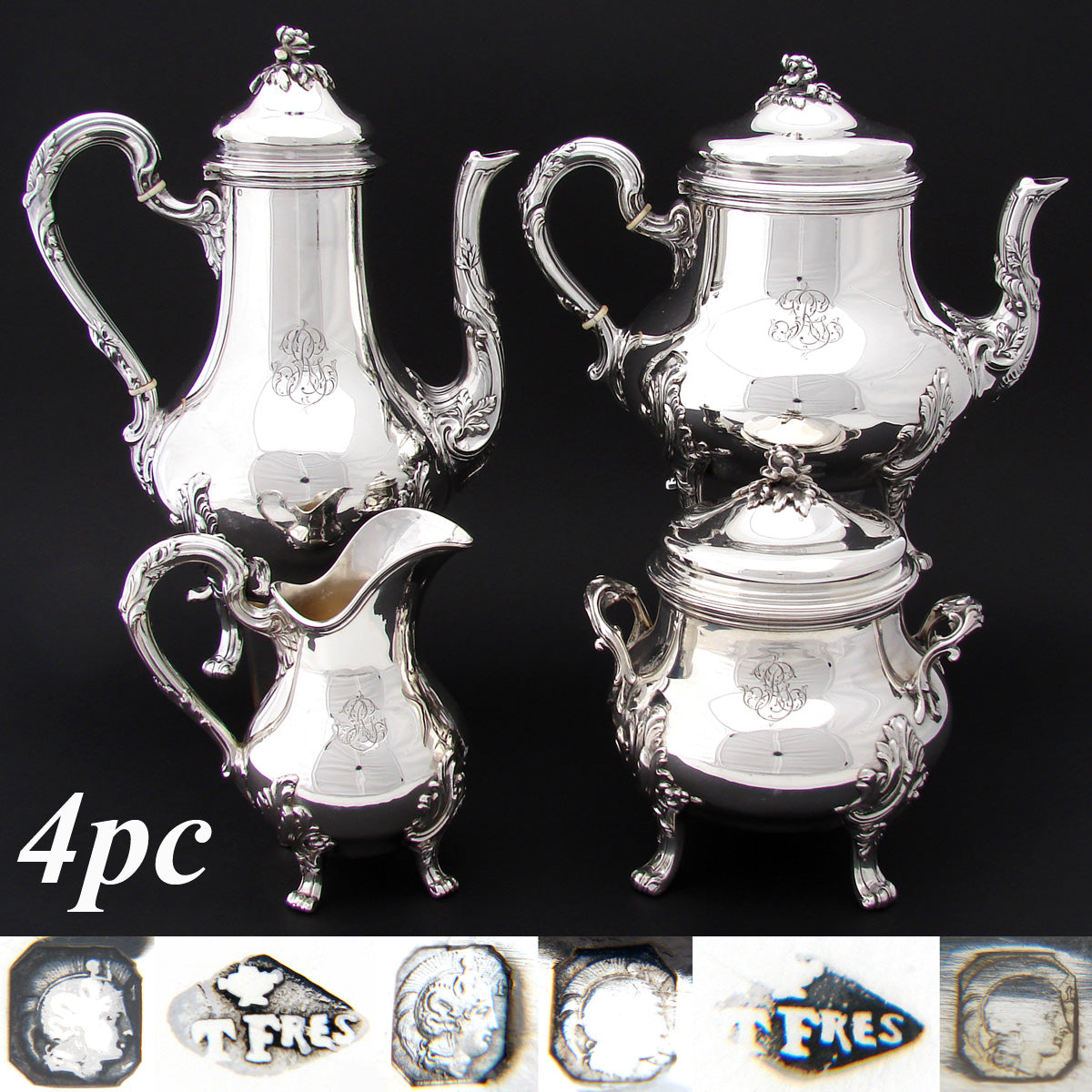Elegant Antique French Sterling Silver 4pc Coffee & Tea Set, Louis XVI –  Antiques & Uncommon Treasure