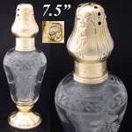 Rare Antique French 18k Gold on Sterling Silver "Vermeil" Sugar Caster, Shaker, Intaglio Engraved