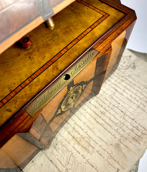 Superb Antique French Napoleon III Double Well Tea Caddy, Marquetry and Boulle, Maker Mark