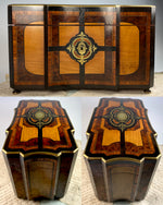 Superb Antique French Napoleon III Double Well Tea Caddy, Marquetry and Boulle, Maker Mark