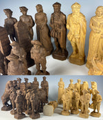 Gorgeous Large Full 32pc Chess Set, Hand Carved Wood, Black Forest Figures, Kings 6 3/4" Tall