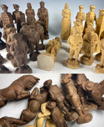 Gorgeous Large Full 32pc Chess Set, Hand Carved Wood, Black Forest Figures, Kings 6 3/4" Tall