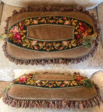 Antique Victorian Era Needlepoint Slipper Panels Made into Lush Large Throw Pillow 26: x