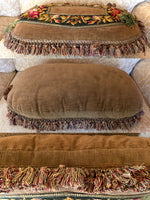 Antique Victorian Era Needlepoint Slipper Panels Made into Lush Large Throw Pillow 26: x