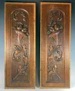 Pair (2) of Antique French Hand Carved Neoclassical Wood Panels, Cabinet Doors, Insets