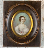 Antique French c.1830 Portrait Miniature, Beautiful Girl, Artist Signed T L Gobeaus