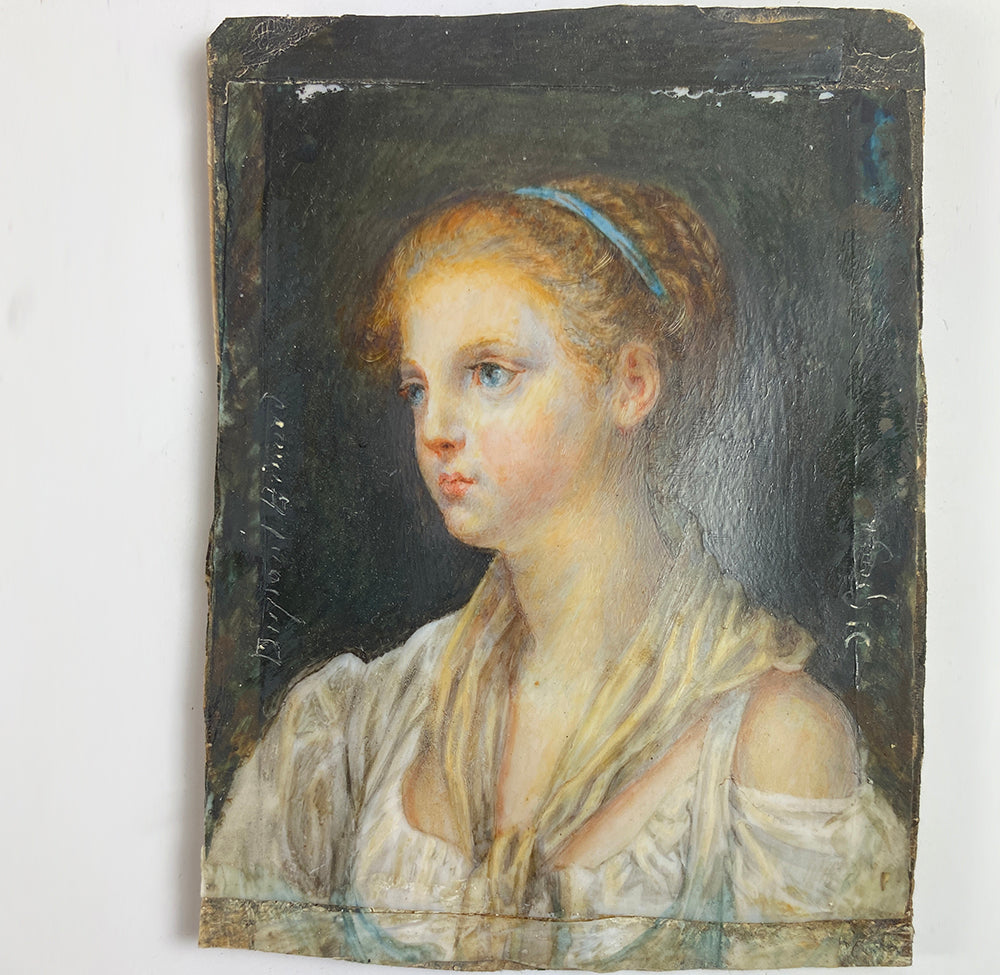 Antique Portrait Miniature, a Young Red Haired Beauty, c. 1790s, Artist Signed, Prussian?
