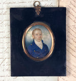 Fine Antique British Portrait Miniature, Georgian Era, 18th Century Military, English Mariner?