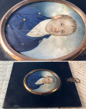 Fine Antique British Portrait Miniature, Georgian Era, 18th Century Military, English Mariner?