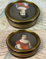 Antique French Empire Portrait Miniature Snuff Box, Garnet Tiara, Red Coral Necklace