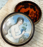 Antique 18th to earliest 19th Century Portrait Miniature Snuff Box, Naughty, Bacchanalian Landscape