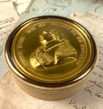 Antique French Snuff or Patch, Bonbon Box, Ivory, Gold Commemorative King Louis XVIII,