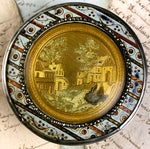 RARE 18th Century French Vernis Martin Snuff Box, 18k Gold Plaque, Landscape, Cut Steel Gems